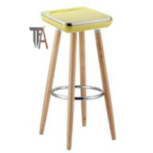 ABS Seat and Beech Wood Legs Yellow Color Bar Chair